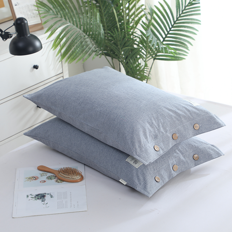 全棉A类日系棉麻风枕套柔软亲肤