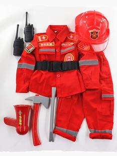 儿童消防员服装 万圣节角色职业体验装 消防玩具小孩体能训练救援服