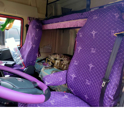 乘龙超亮朱宏版亚麻上下卧铺座套