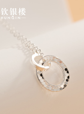 顺钦银楼S9999纯银项链女牵绊足银吊坠简约时尚送好友新年礼物