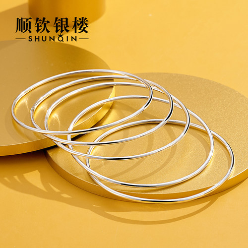 银手镯顺钦银楼纯银简约森系