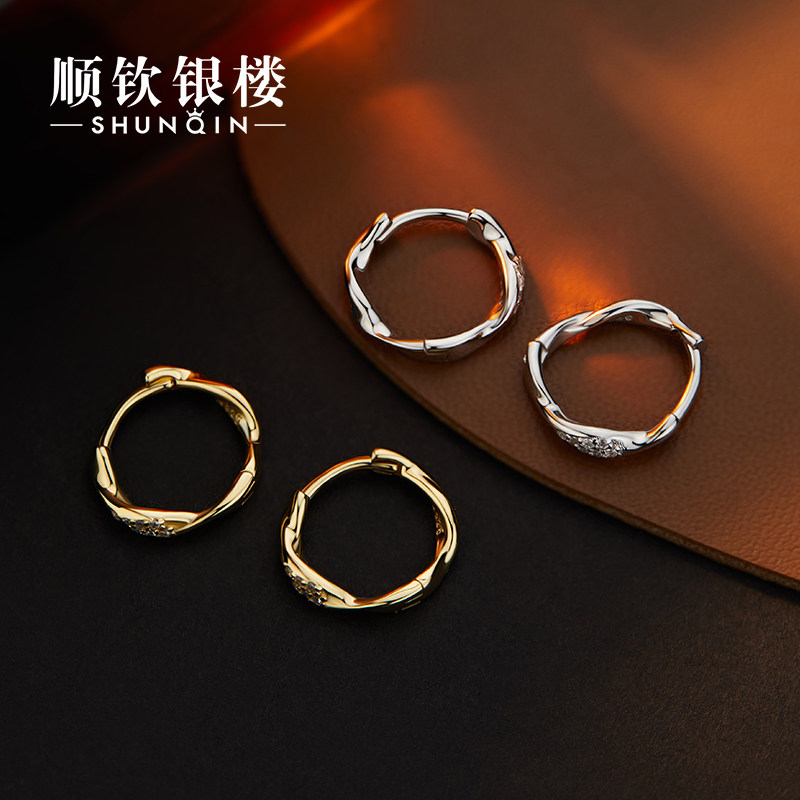 顺钦银楼S999足银扭扭耳扣女百搭高级感耳环券后98元