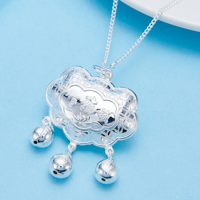 顺钦银楼足银宝宝百福锁纯银锁片婴儿长命锁小孩满月周岁礼物