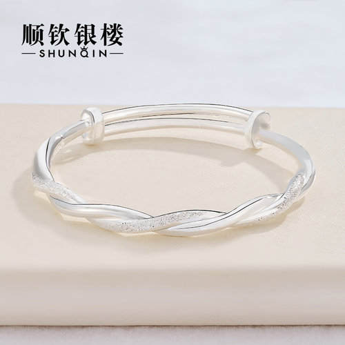 银手镯顺钦银楼小众足银手环
