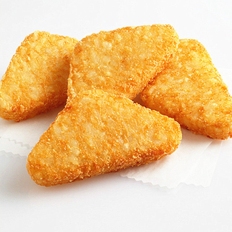 三角薯饼三角形土豆饼美食西式快餐厅美式小吃油炸食品速冻半成品