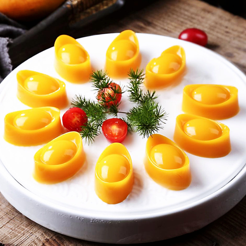 新品酒店甜品元宝招财进宝芒果果冻布丁饭店小吃点心美食凉菜即食