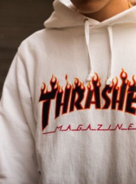 现货 Thrasher flame 经典字母日版连帽火焰卫衣帽衫男女情侣 潮