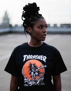 现货 Thrasher Skate Outlaw 火焰短袖 法外狂徒 潮牌情侣T恤宽松