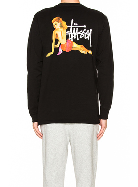 正品现货 Stussy Pin LS Tee 舞女长袖 美潮街头嘻哈情侣宽松T恤