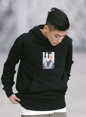 PSO Brand 17AW NIRVANA 人像印花宽松款 连帽纯棉加绒卫衣帽衫男