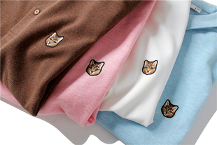 PRAGMATY “Blue” Cat 忧郁猫 刺绣 猫咪 糖果色 抑菌纱 polo衫