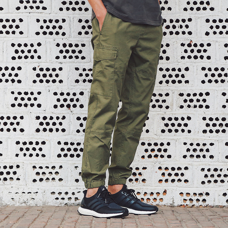 714street 17ss Jogger 春夏 格子布 工装收脚裤 水洗 情侣束脚裤