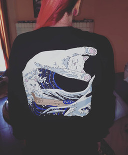 dip The Great T恤潮 正品 Wave贱猫浮世绘海浪猫男女长袖 Rip