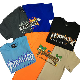 正品现货 Thrasher 19新款 限定火焰短袖经典T恤情侣男女潮流美版