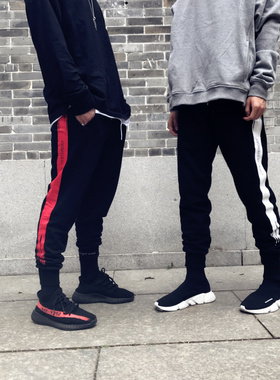 春秋CONK 2017SS V2刷漆印花高街风 棉麻 薄款卫裤 运动裤 束脚裤