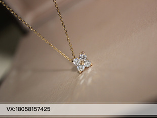 丽丽定制日本star四叶草项链培育钻石项链 锁骨链 AU750 支持刻字