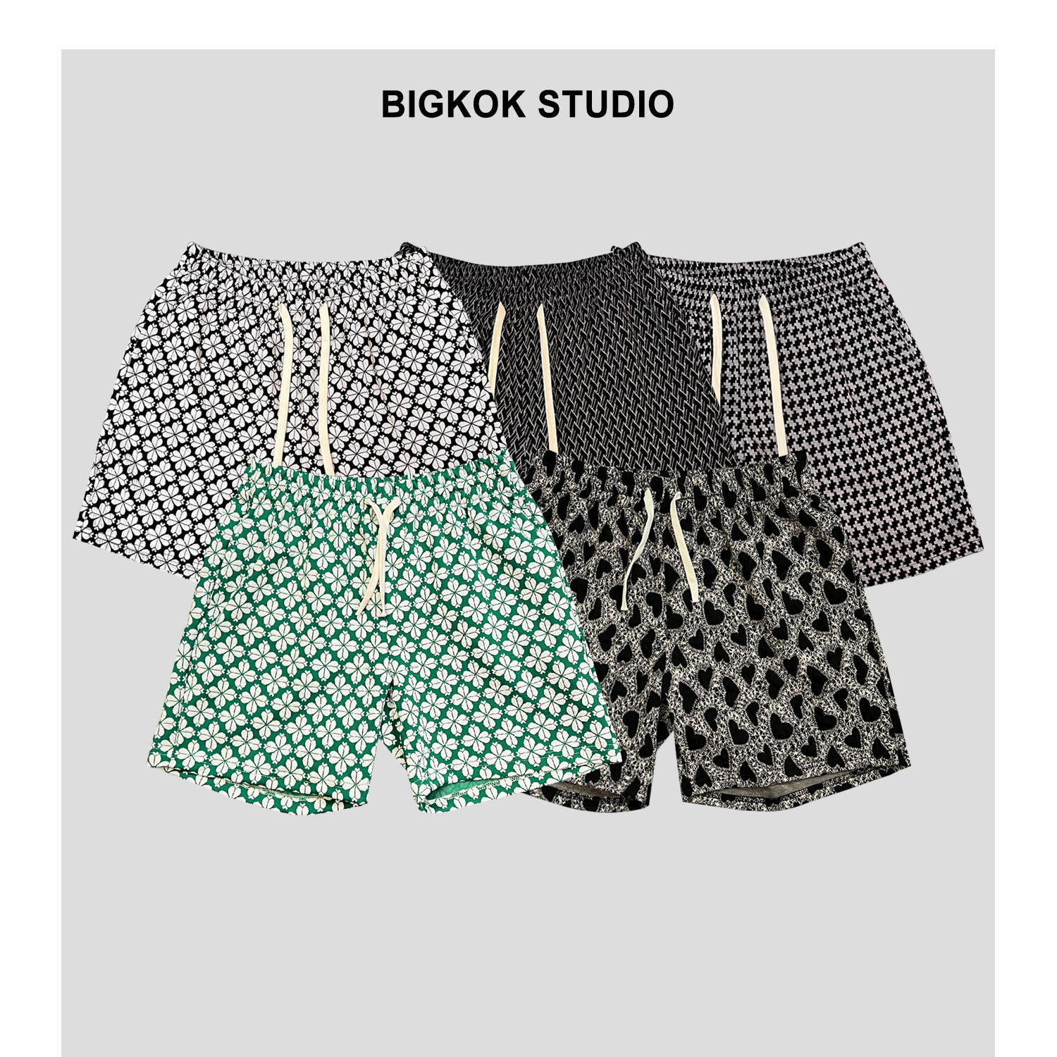 轻奢潮牌千鸟格短裤男宽松四分沙滩裤复古休闲裤男士夏季运动短裤,男装,休闲裤,淘宝优惠券,粉丝福利购,淘宝优惠卷