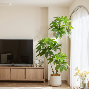 北欧风客厅高端轻奢绿植仿真大叶伞大型室内落地装饰仿生假树盆栽