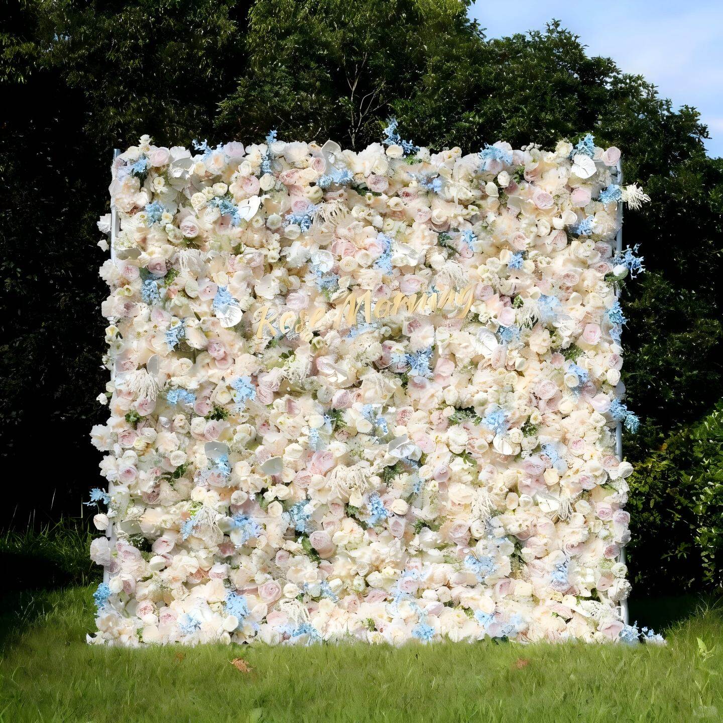 仿真花墙造景莫奈花园鲜花墙场景布置室外草坪花墙婚庆背景墙装饰