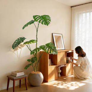 高端轻奢风仿真龟背竹室内客厅角落装饰布置大型落地摆件仿生绿植