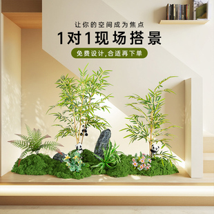 造景组合仿真绿植景观餐厅假树空间装饰高端中式禅意竹子小型盆栽