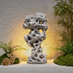 玻璃钢仿真石头庭院造景太湖石创意园林景观石落地摆设假山石装饰