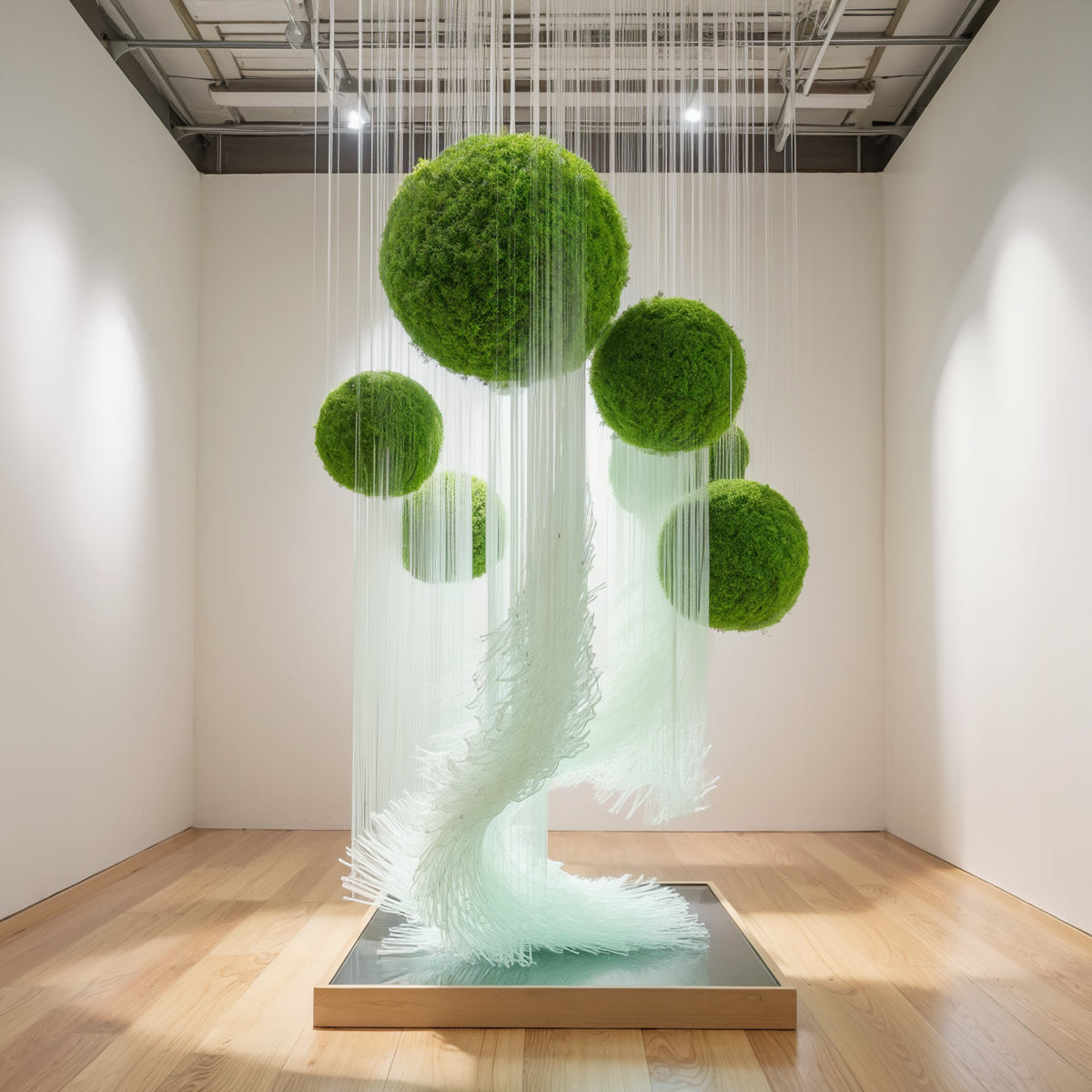 仿真植毛圆球植物球室内吊装
