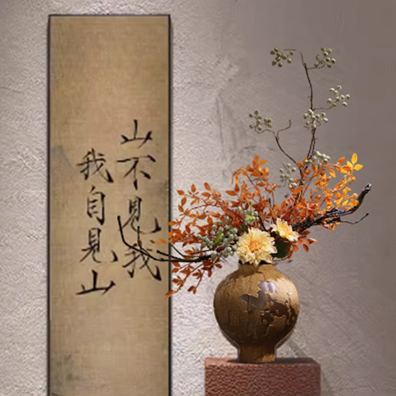 禅意新中式花瓶树脂摆件宋代美学民宿家居玄关桌别墅侘寂高级装饰,鲜花速递/花卉仿真/绿植园艺,仿真花,淘宝优惠券,粉丝福利购,淘宝优惠卷