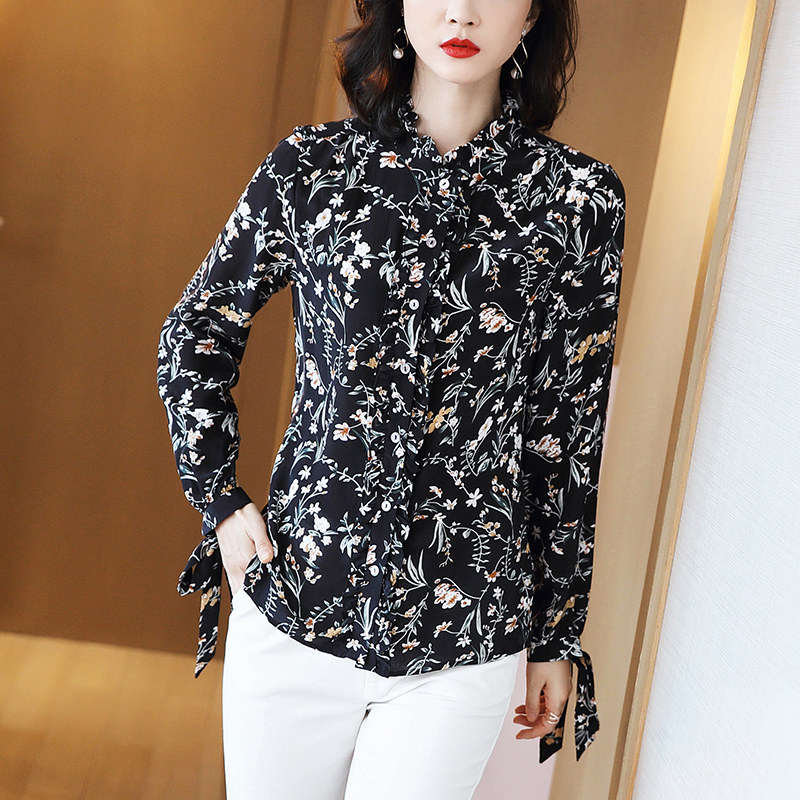 Real silk shirt Summer wear new pattern black Broken flowers Sense of design A small minority Wood ear mulberry silk shirtin the Women's clothing/Boutique , Shirt  category - from Buy2taobao.com to provide professional Taobao agent buy service