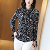 Real silk shirt Summer wear new pattern black Broken flowers Sense of design A small minority Wood ear mulberry silk shirt
