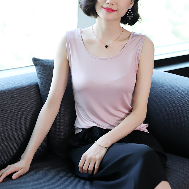 意冉小背心女韩版夏季外穿桑蚕丝宽带吊带打底宽松百搭真丝上衣