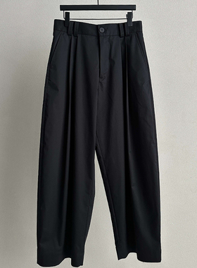 24AW极简高级感松弛文艺范通勤阔版弯刀裤日本进口棉尼龙休闲西裤