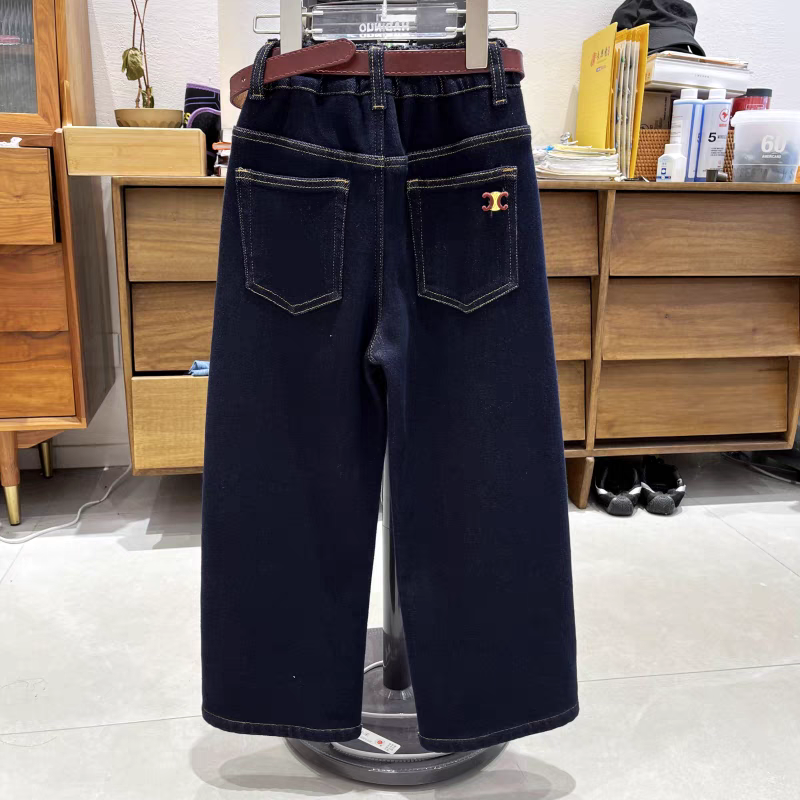 哈比诺女童裤子2025冬时髦加绒牛仔裤女大童一体绒加厚保暖阔腿