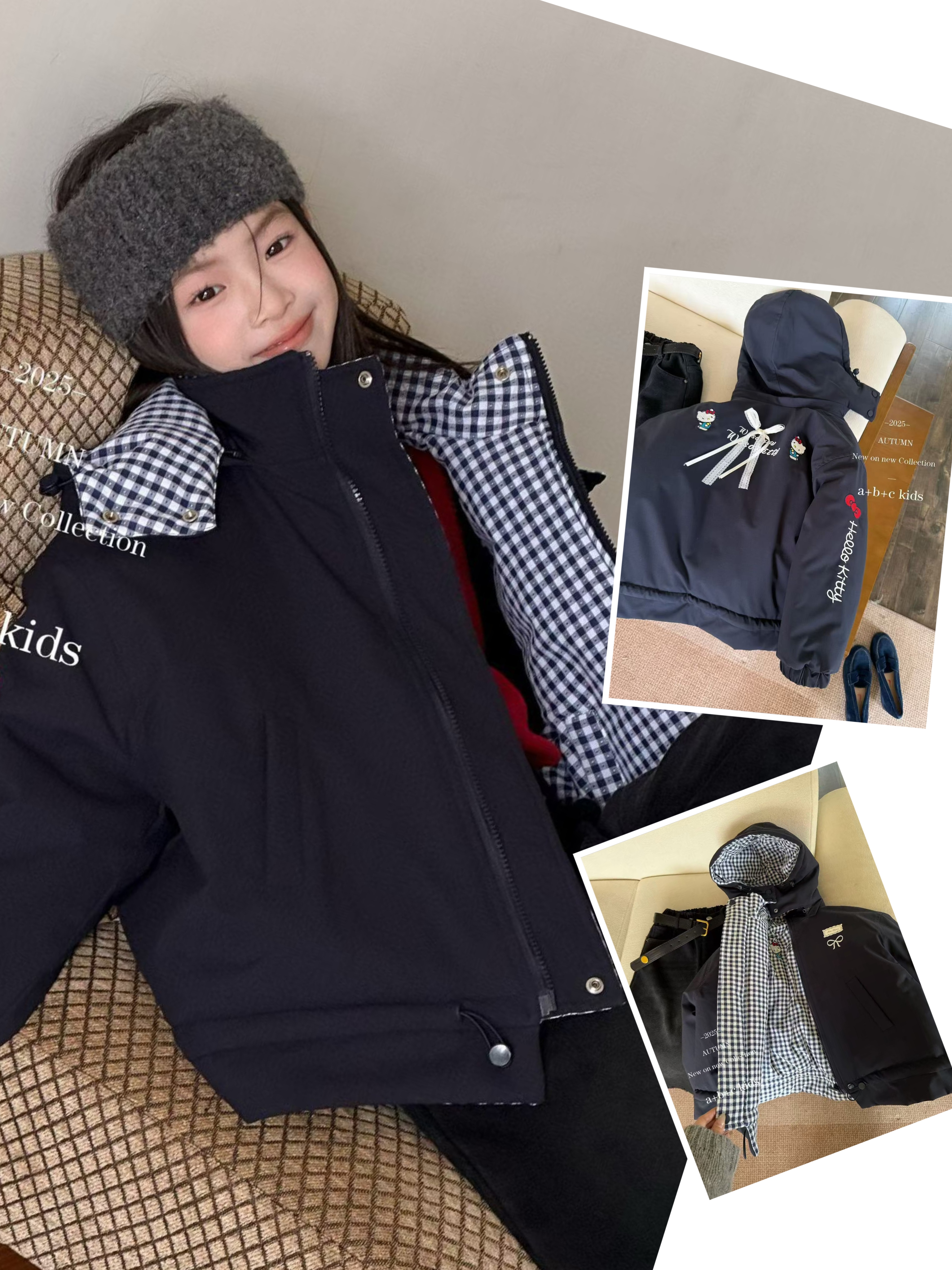 女童两面穿加棉加厚棉服25冬装新品中大童韩版宽松外套大棉保暖