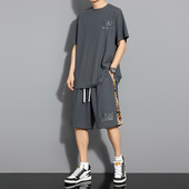 K8323大码 休闲套装 夏340斤胖子肥佬短袖 T8322 短裤 潮牌运动篮球服