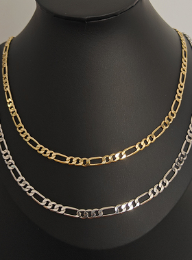 嘻哈纯银镀18K金费加罗项链百搭