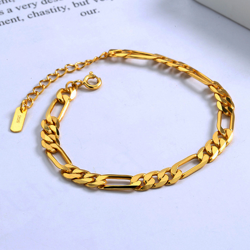 潮流S925纯银镀金费加罗手链