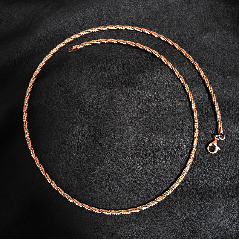 奢华纯银镀玫瑰金三线编织项圈