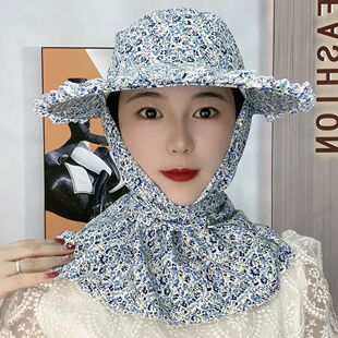 新款夏天遮阳防晒帽子女木耳花边三合一冰凉太阳帽女士工地干活帽