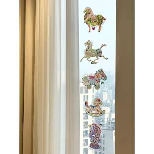 新年贴纸静电贴玻璃门贴窗花贴纸防水镜子房间布置装饰2026新款