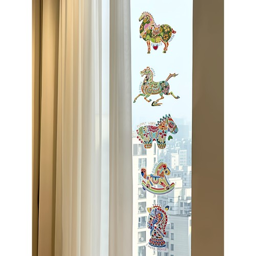 新年贴纸静电贴玻璃门贴窗花贴纸防水镜子房间布置装饰2026新款