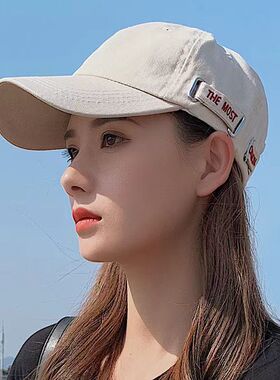 新款棒球帽网红简约字母遮阳鸭舌帽女款春夏季防晒遮脸太阳帽男款