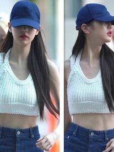 jacquemus张元英同款白色针织吊带背心女短款露腰挂脖辣妹风上衣