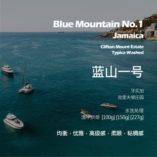 牙买加克里夫顿庄园蓝山一号水洗手冲单品咖啡豆浅中烘焙柔顺