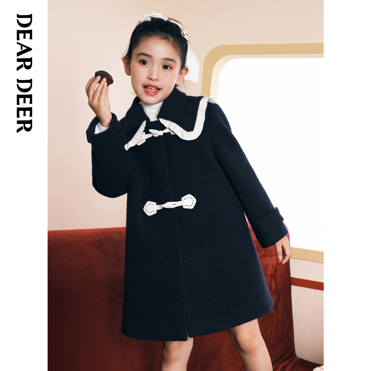 迪迪鹿绵羊毛冬季呢大衣