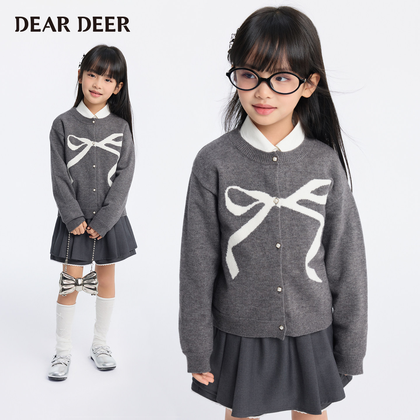 【门店同款】迪迪鹿女童羊毛开衫2025秋季新款毛衣针织线衫