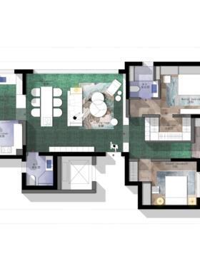 （238）2024年-最新户型方案彩色平面图+CAD源文件+Ps格式