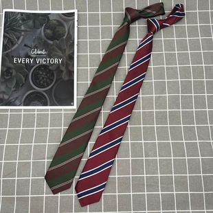 绿色咖啡棕条纹手打男女复古领带港风百搭休闲衬衫搭配日系学院风