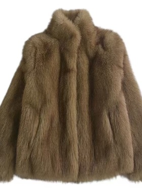 皮草外套短款女2025冬季新款仿狐狸毛立领大衣毛茸茸外套百搭显瘦