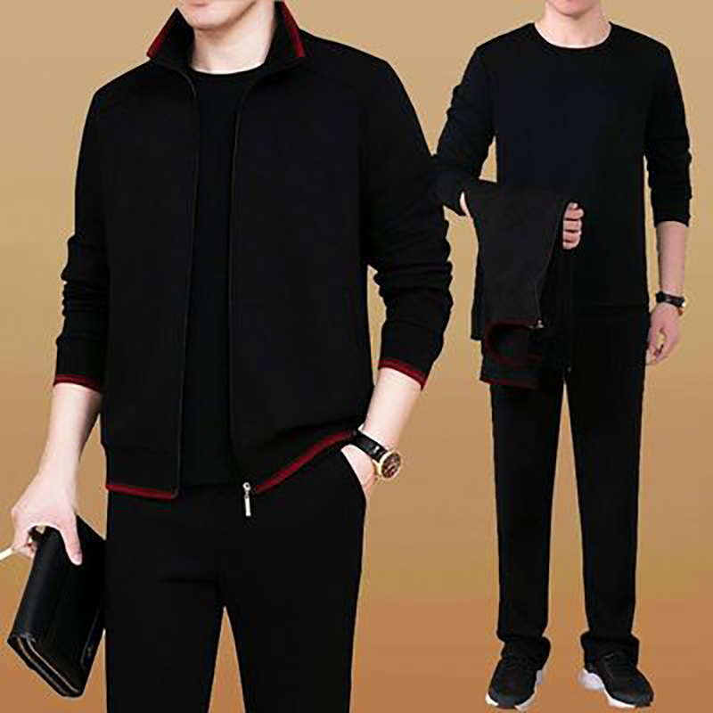 男士。秋装中老年休闲运动裤卫衣服40岁中年男子三件套装50爸爸60
